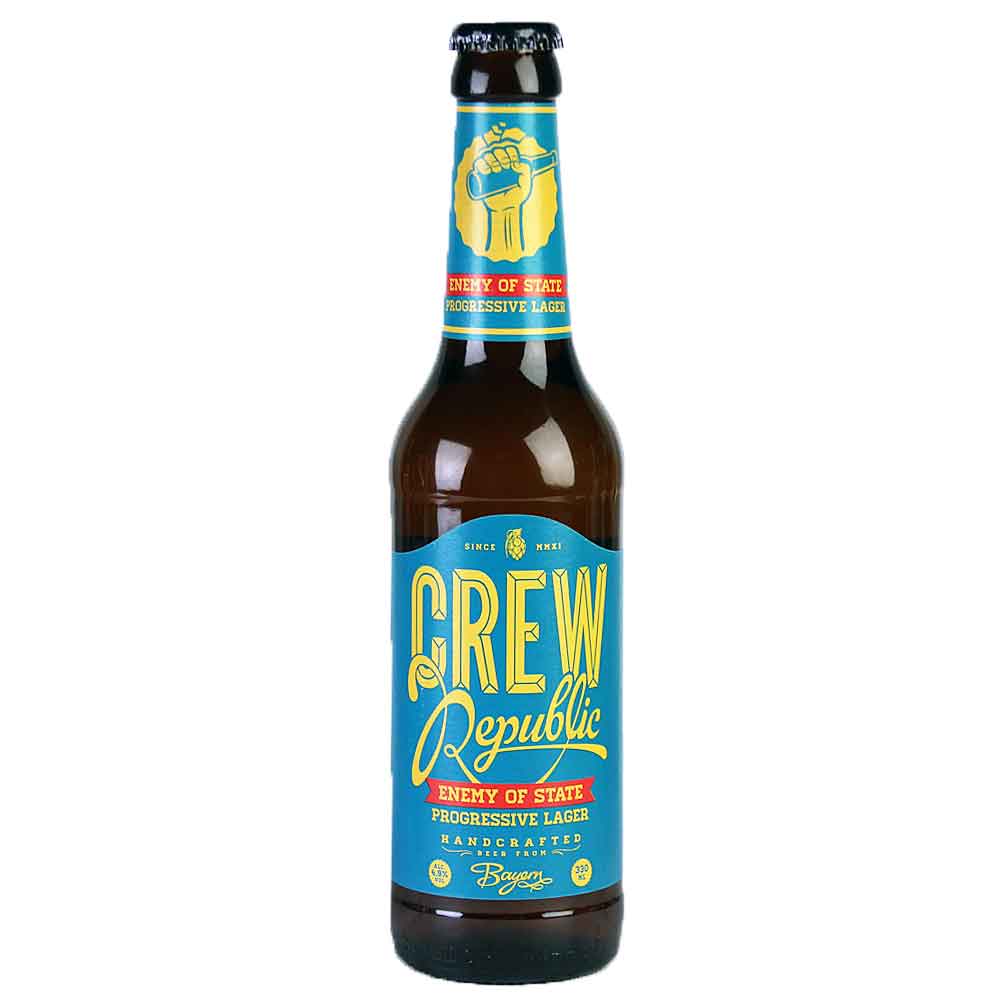 Bild von CREW Republic Bier - ENEMY OF STATE - PROGRESSIVE LAGER - 0,33l ( MHD 06. September 2023 )