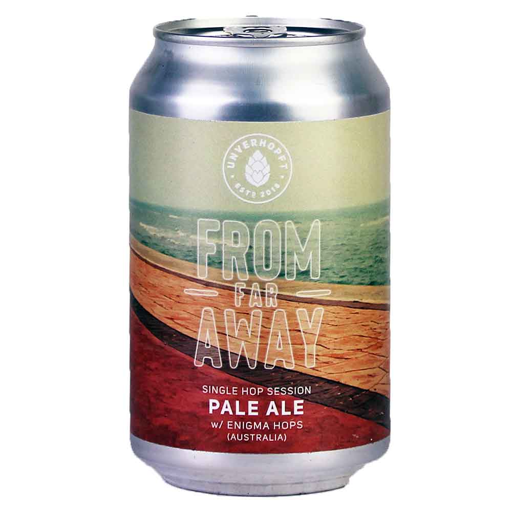 Bild von Unverhopft - FROM FAR AWAY - SINGLE HOP SESSION PALE ALE - Berlin - DOSE 0,33l ( MHD 25. Mai 2023 )