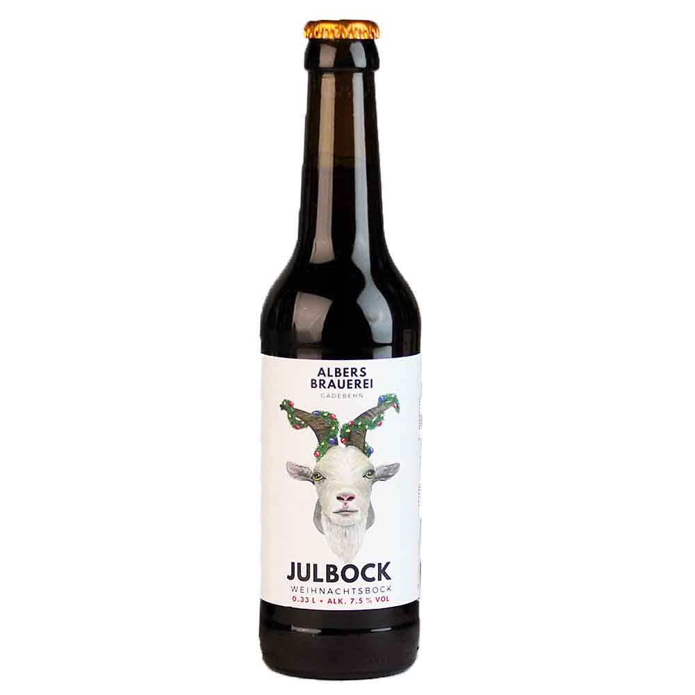Bild von Albers Brauerei - JULBOCK - WEIHNACHTSBOCK - Mecklenburg 0,33l  ( MHD 21. MÄRZ 2025 )