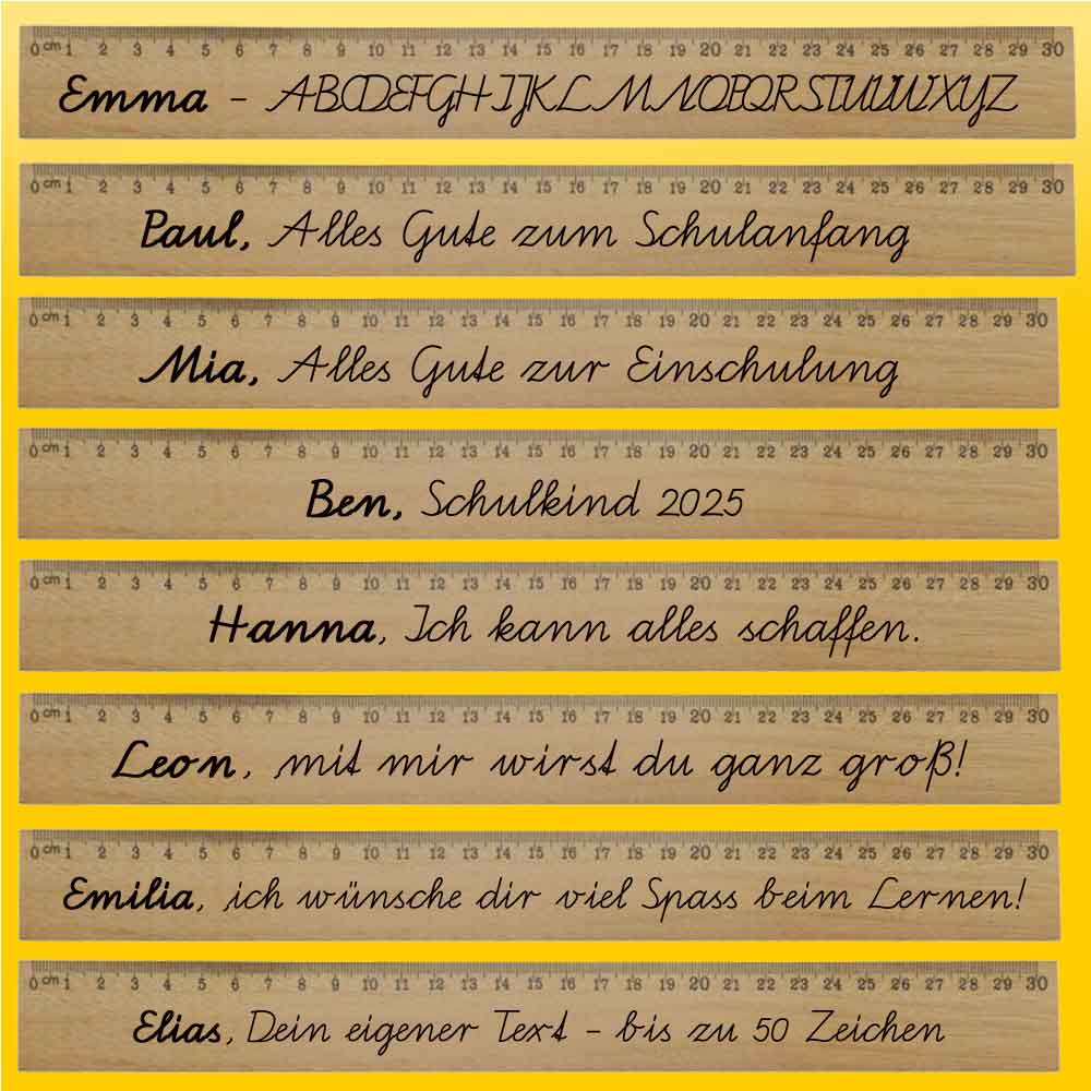 Bild von Lineal Holz - 30 cm  - incl. Personalisierter Lasergravur