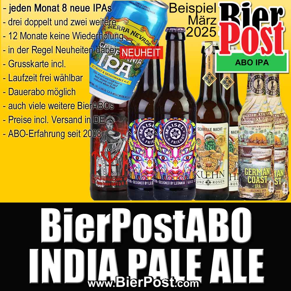 Bild von BierPostABO - INDIA PALE ALE (IPA) - incl. BierPostCARD GRATIS dazu  incl. Versandkosten in DE  