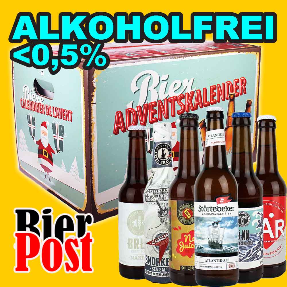 Bild von Bier-Adventskalender - ALKOHOLFREIE BIERE bis Alc. 0,5% Vol. - in der Adventsbox - incl BierPostCARD  ( VORBESTELL-Aktion incl. Design Öffner und deiner personalisierten Gravur GRATIS ) 