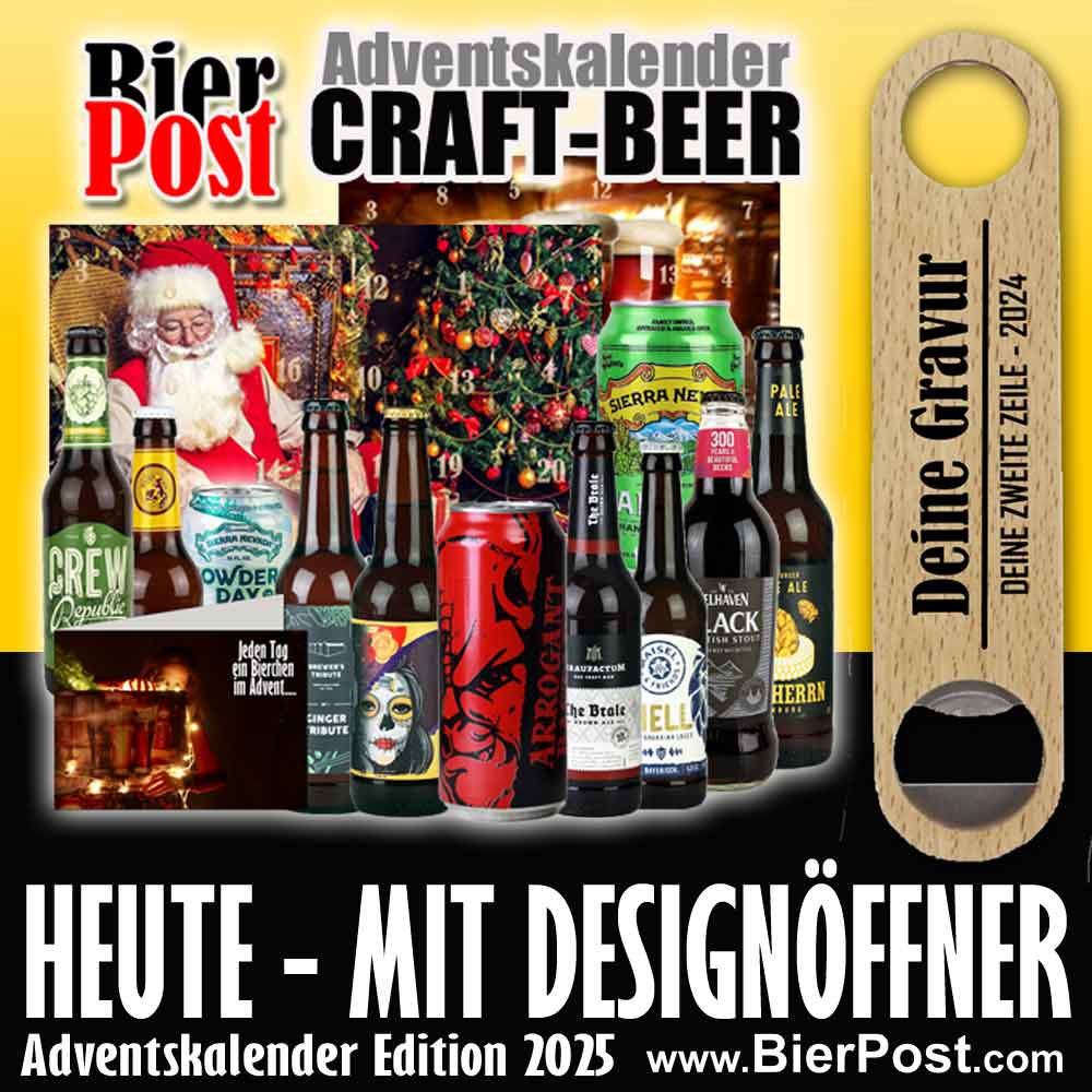 Bild von Bier-Adventskalender - 24 x CRAFTBEER DEUTSCH & INTER - je 0,33l incl. BierPostCARD ( JETZT mit Desingn-Öffner und deiner zweizeiligen Gravur GRATIS dazu )