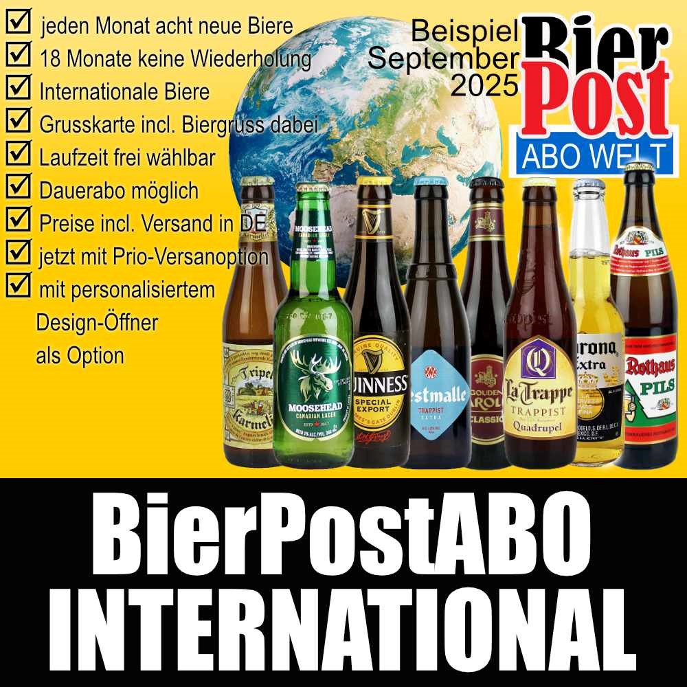 Bild von BierPostABO - INTERNATIONAL - incl. Versand in DE, incl. BierPostCARD ( + 1 MONAT GRATIS dazu, ab einer Laufzeit von 6 Monaten )