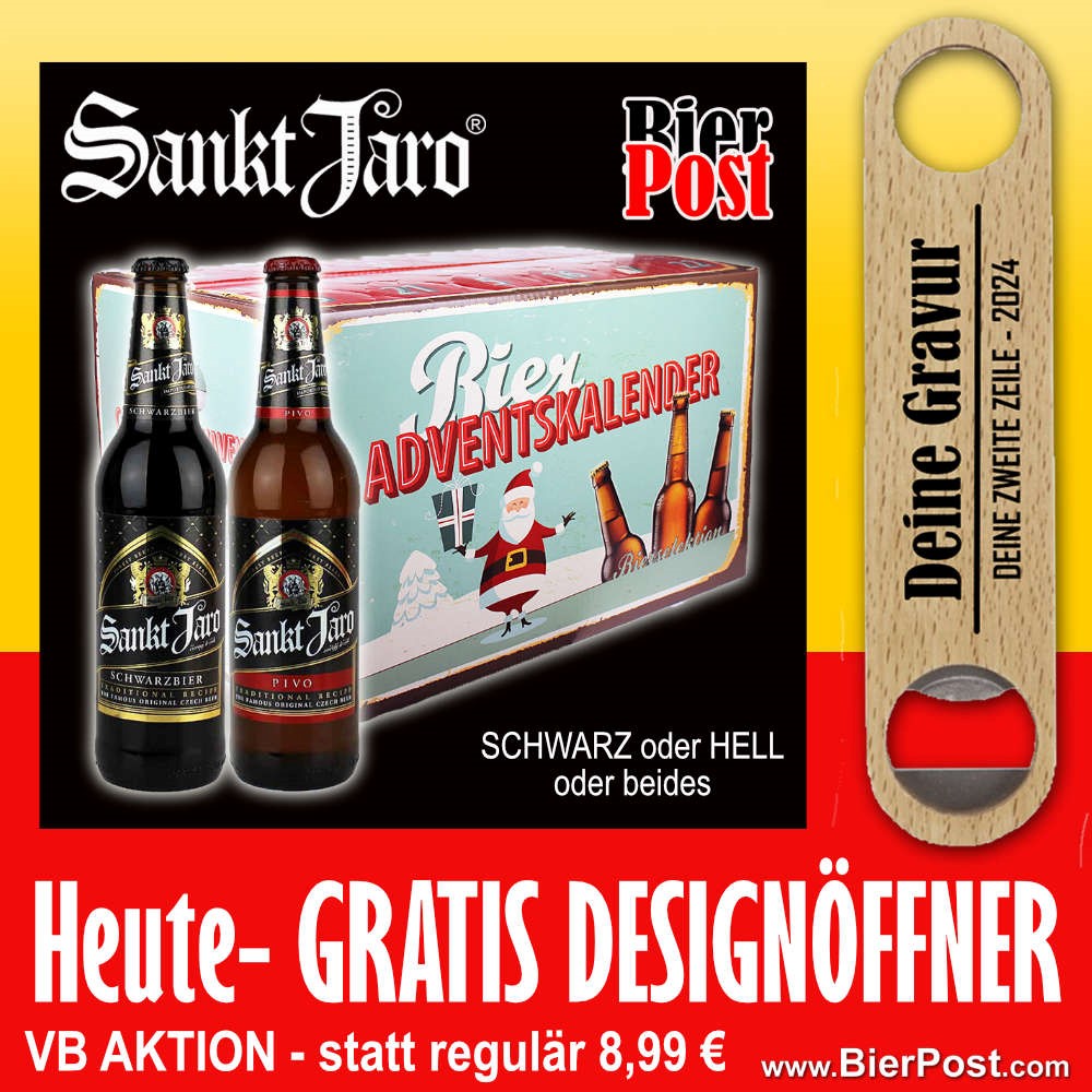 Bild von Bieradventskalender - GEFÜLLT mit 24 SANKT JARO Bier - 0,5l mit Auswahl - ( VB Aktion incl. Design Öffner und deiner personalisierten Gravur GRATIS )