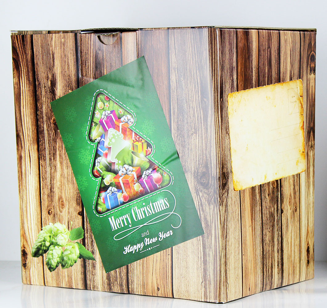 Bild von Geschenkkarton in Holzoptik - XMAS - für 12 Flaschen bis 0,5l
